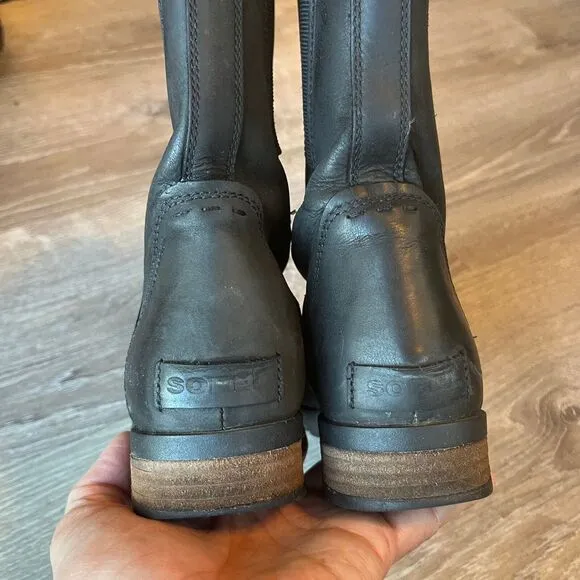 Sorel Emelie Mid Leather Waterproof Black Boots Womens 6.5 UK‎ 4.5 EU 37.5