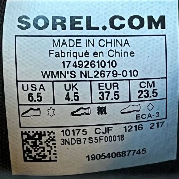 Sorel Emelie Mid Leather Waterproof Black Boots Womens 6.5 UK‎ 4.5 EU 37.5