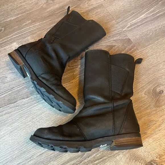 Sorel Emelie Mid Leather Waterproof Black Boots Womens 6.5 UK‎ 4.5 EU 37.5