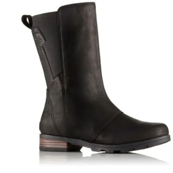 Sorel Emelie Mid Leather Waterproof Black Boots Womens 6.5 UK‎ 4.5 EU 37.5