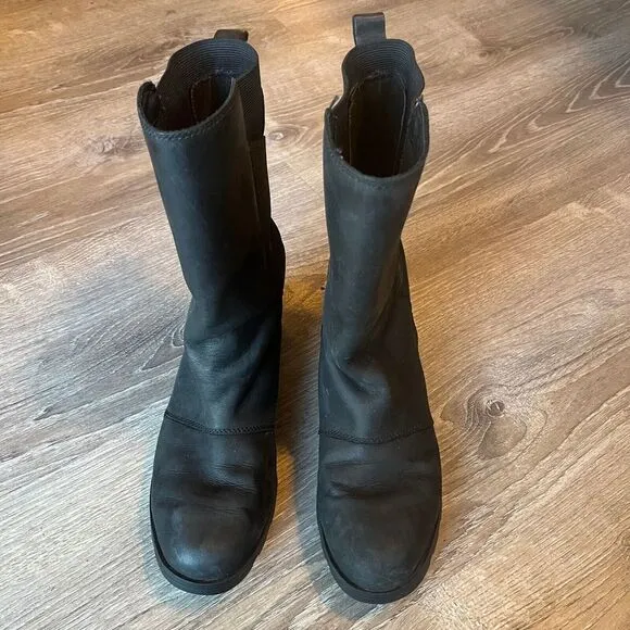 Sorel Emelie Mid Leather Waterproof Black Boots Womens 6.5 UK‎ 4.5 EU 37.5