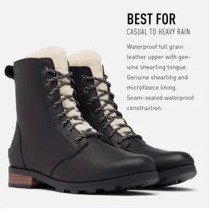 Sorel Emilie Short Lace Cozy Waterproof Boots in Black size 9.5