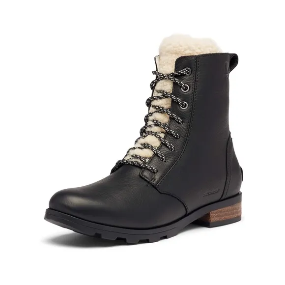Sorel Emilie Short Lace Cozy Waterproof Boots in Black size 9.5