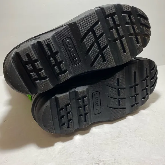 Sorel Flurry Grey Green Waterproof Felt Lined Lug Sole Snow Boots Big Boy Sz 7