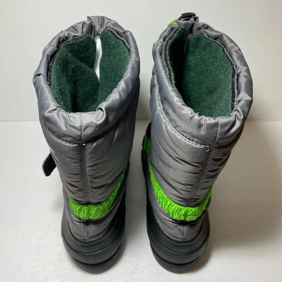 Sorel Flurry Grey Green Waterproof Felt Lined Lug Sole Snow Boots Big Boy Sz 7