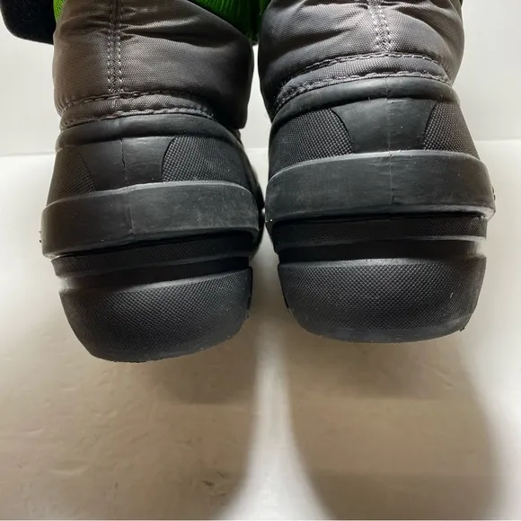 Sorel Flurry Grey Green Waterproof Felt Lined Lug Sole Snow Boots Big Boy Sz 7