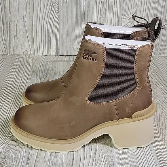 Sorel Hi-Line Heel Chelsea Boots Umber Ceramic Womens Size 9 NEW
