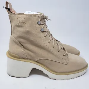 Sorel Hi-Line Lace Suede Leather Boots  color chalk Size 12 NEW