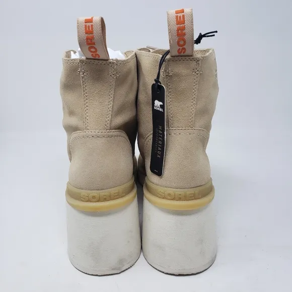 Sorel Hi-Line Lace Suede Leather Boots  color chalk Size 12 NEW
