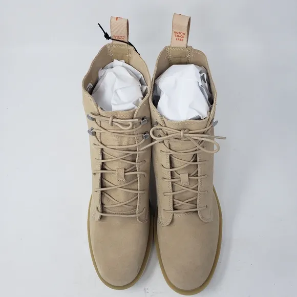 Sorel Hi-Line Lace Suede Leather Boots  color chalk Size 12 NEW