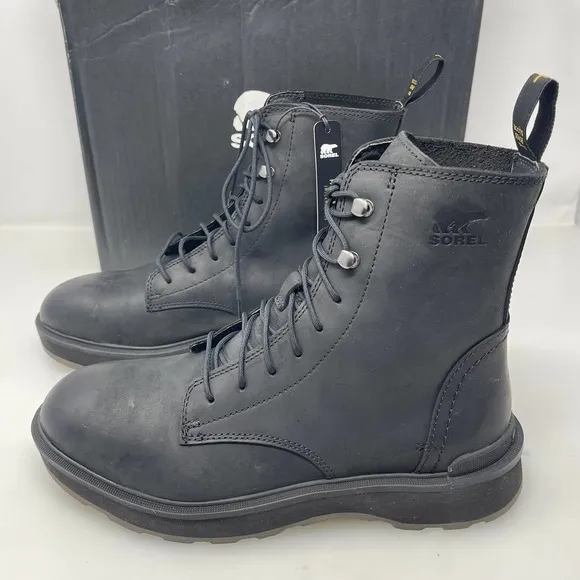 Sorel Hi-Line Lace-Up Mid-Shaft Boots in Black and Jet Size 10 M NEW Retail $185