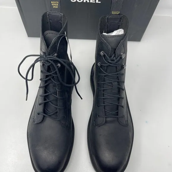 Sorel Hi-Line Lace-Up Mid-Shaft Boots in Black and Jet Size 10 M NEW Retail $185
