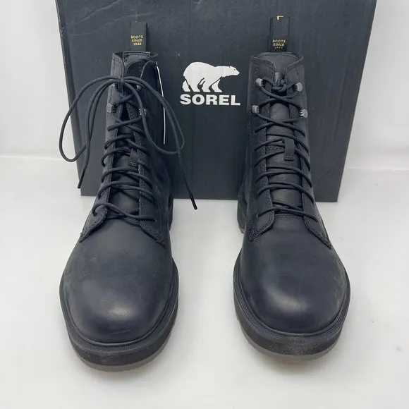Sorel Hi-Line Lace-Up Mid-Shaft Boots in Black and Jet Size 10 M NEW Retail $185