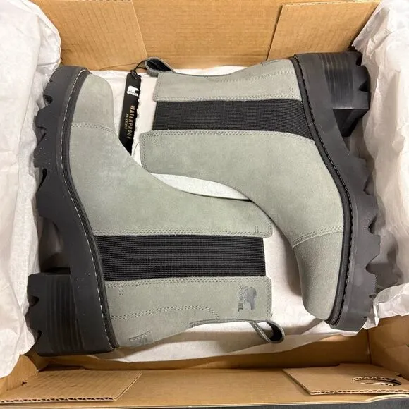 Sorel Joan Now Chelsea Waterproof Quarry Black Suede Boots 9