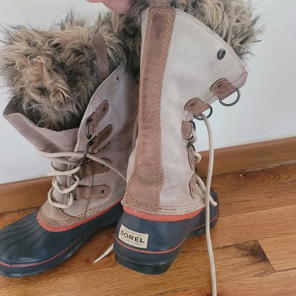 Sorel Joan of Arctic Boots Waterproof Navy Tan Size 7