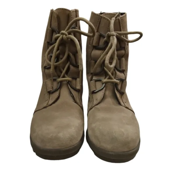 Sorel - Joan of Arctic II Wedge Ash Brown Leather Lace-up Boots - 7.5