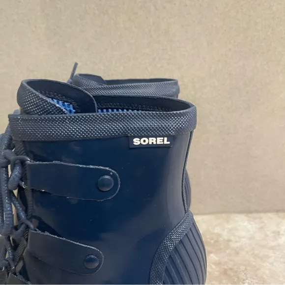 Sorel Joan of Arctic Rain Wedge Rain Boots Waterproof Navy Blue Rubber 8.5 lady