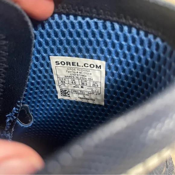 Sorel Joan of Arctic Rain Wedge Rain Boots Waterproof Navy Blue Rubber 8.5 lady