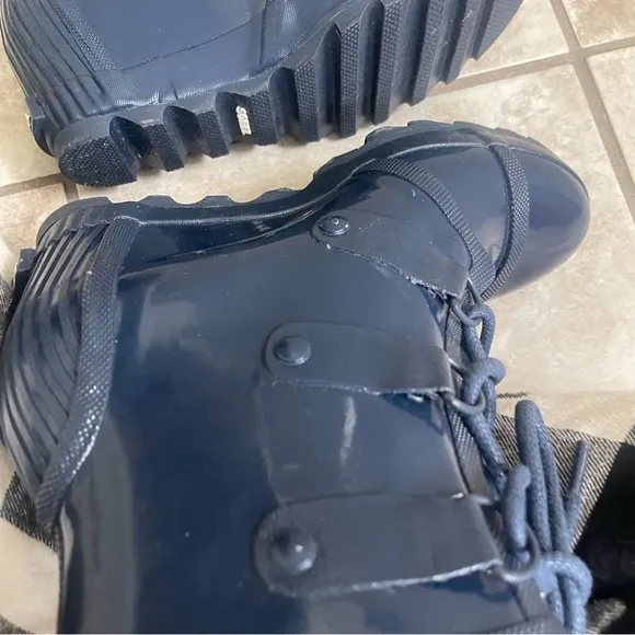Sorel Joan of Arctic Rain Wedge Rain Boots Waterproof Navy Blue Rubber 8.5 lady