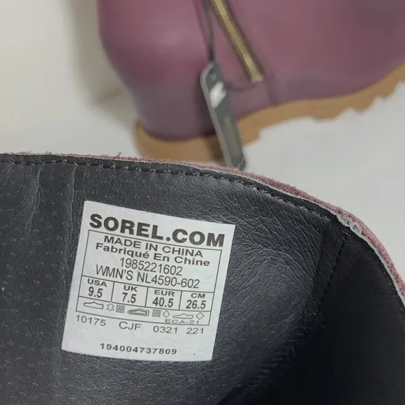 Sorel Joan of Arctic Wedge III Zip Boots Leather Booties Ice Wine Size 9.5 NEW