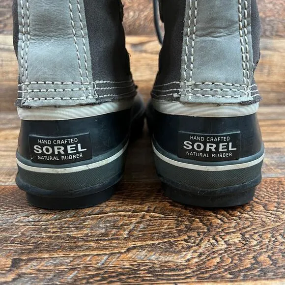 Sorel Joan of Arctic Winter Fur Boots Women's 6 Gray Waterproof Suede Lace Up