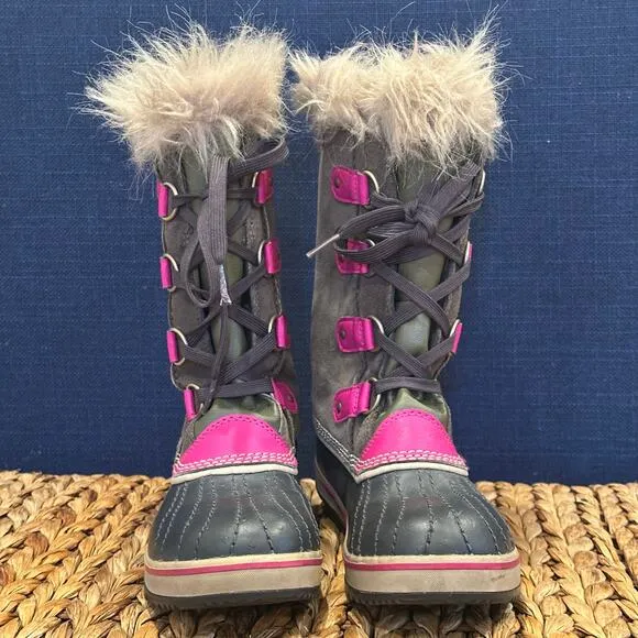 Sorel Joan of Arctic Youth 3 Waterproof Winter Snow Boots Faux Fur Trim