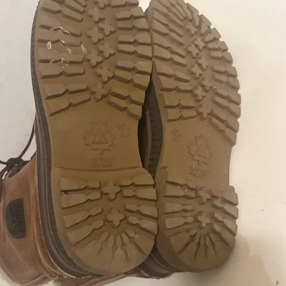 Sorel Kaufman Leather Rubber Duck Boots 10 Brown Waterproof Lined Steel Shank.
