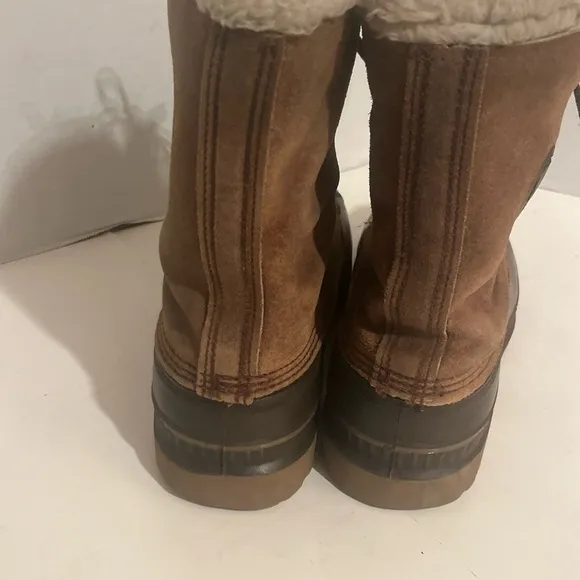 Sorel Kaufman Leather Rubber Duck Boots 10 Brown Waterproof Lined Steel Shank.