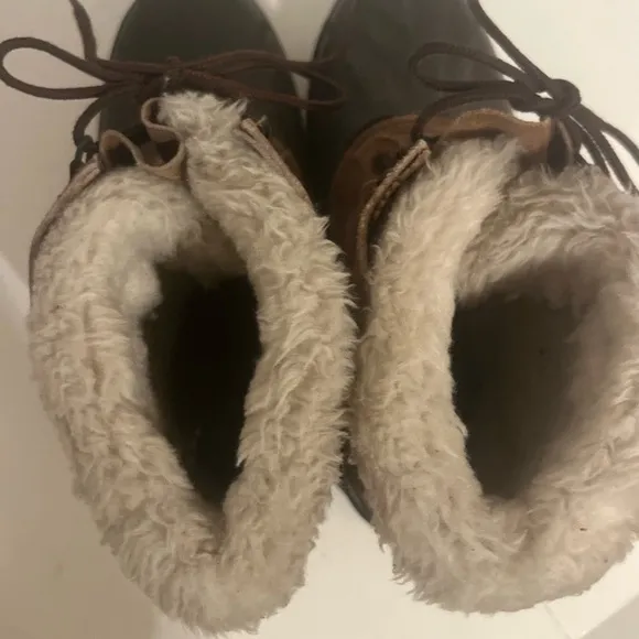 Sorel Kaufman Leather Rubber Duck Boots 10 Brown Waterproof Lined Steel Shank.