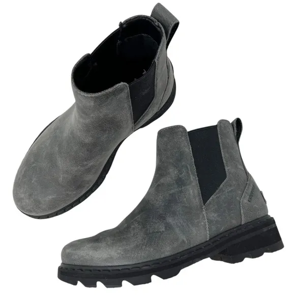 Sorel Lennox Chelsea Ankle Boots Quarry Waterproof Leather Women’s 6 Grey Gray