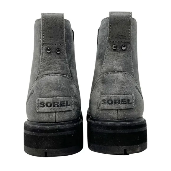 Sorel Lennox Chelsea Ankle Boots Quarry Waterproof Leather Women’s 6 Grey Gray