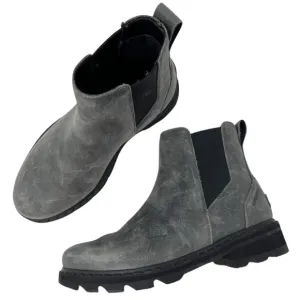 Sorel Lennox Chelsea Ankle Boots Quarry Waterproof Leather Women’s 6 Grey Gray