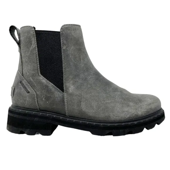 Sorel Lennox Chelsea Ankle Boots Quarry Waterproof Leather Women’s 6 Grey Gray