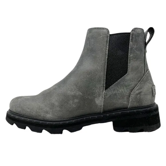 Sorel Lennox Chelsea Ankle Boots Quarry Waterproof Leather Women’s 6 Grey Gray