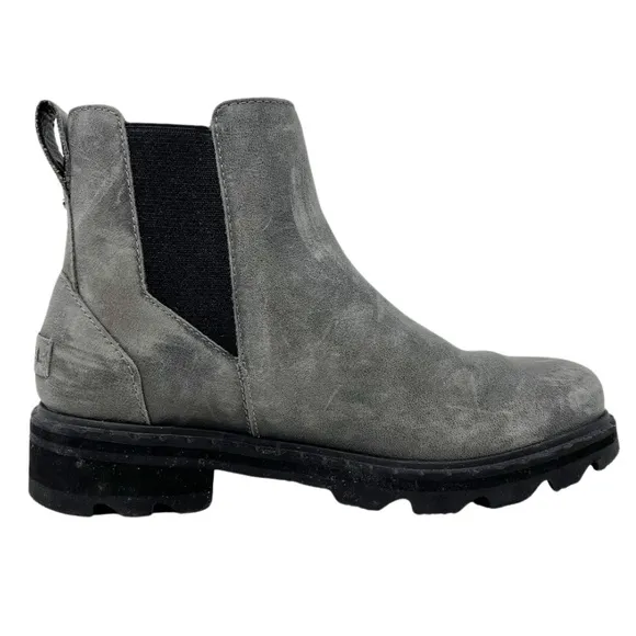 Sorel Lennox Chelsea Ankle Boots Quarry Waterproof Leather Women’s 6 Grey Gray