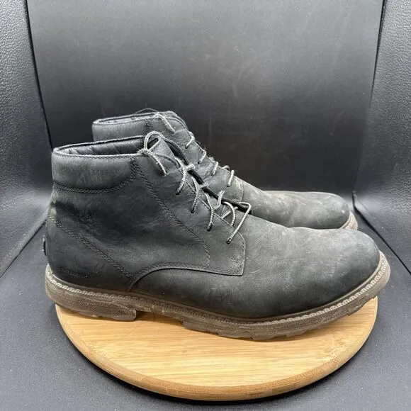 Sorel Madson II Chukka Boots Mens 13 Black Nubuck Leather Waterproof NM3847-010