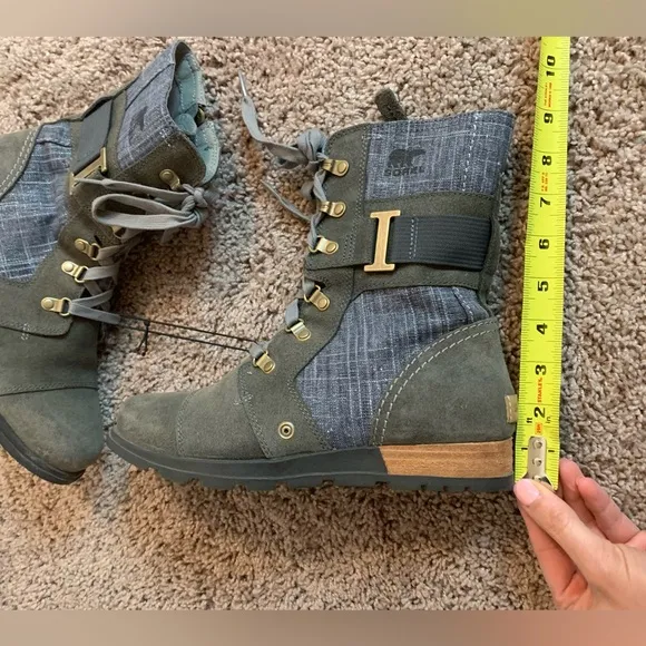 Sorel Major Carly Boots Waterproof Graphite Shark Grey Olive Khaki Green 8.5