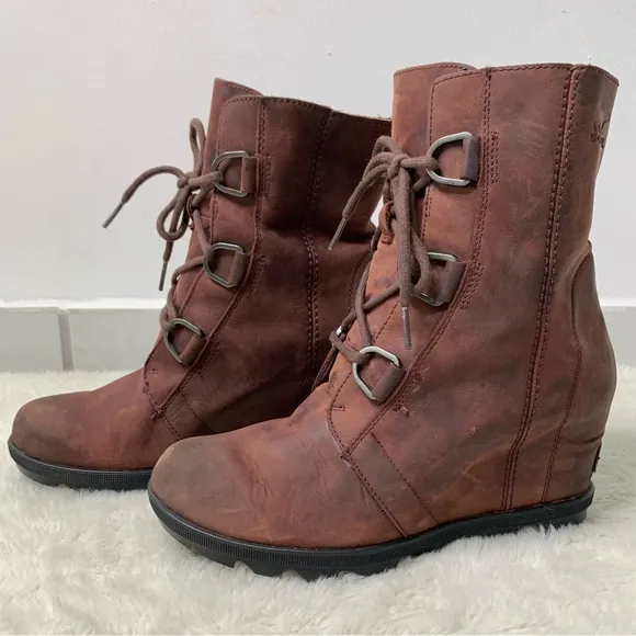 Sorel NL3018-908 Women's Brown Joan of Arctic Wedge II Ankle Lace Up Boots 9