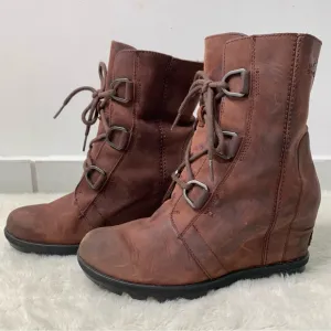 Sorel NL3018-908 Women's Brown Joan of Arctic Wedge II Ankle Lace Up Boots 9
