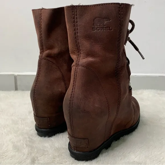 Sorel NL3018-908 Women's Brown Joan of Arctic Wedge II Ankle Lace Up Boots 9
