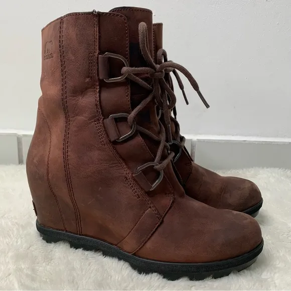 Sorel NL3018-908 Women's Brown Joan of Arctic Wedge II Ankle Lace Up Boots 9