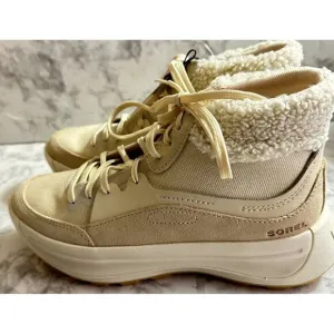 Sorel ONA 503 Mid Cozy Boots Cream Bleached Ceramic Womens 7.5 Waterproof‎ New