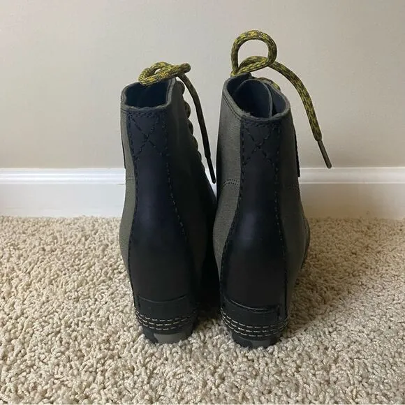 Sorel PDX Wedge Boots Lace Up Lexie Wedge Peatmoss Green Black 6 waterproof