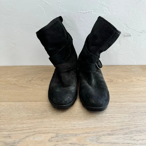 Sorel Phoenix Moto Boots Waterproof Boots Black Buckles Size 10
