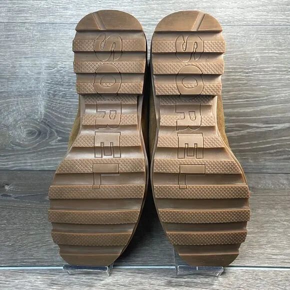 Sorel Phoenix Short Lace Waterproof Tan Suede Women’s Sz 6.5 Shearling Boots