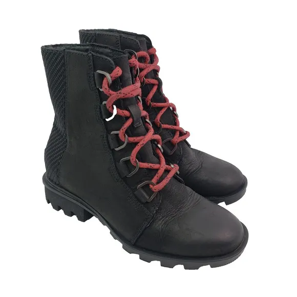 Sorel Phoenix Womens Size 5.5 Black Waterproof Leather Short Lace Leather Boots