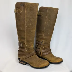 Sorel sz. 9 Lola Tall Riding Boots Distressed Leather Waterproof Knee High Boho