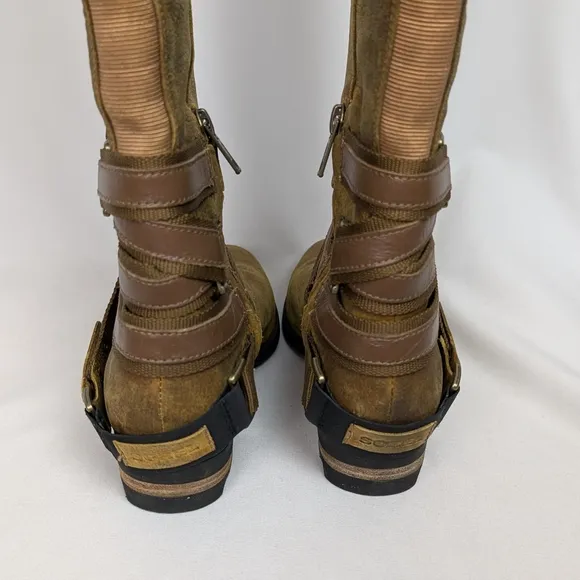 Sorel sz. 9 Lola Tall Riding Boots Distressed Leather Waterproof Knee High Boho