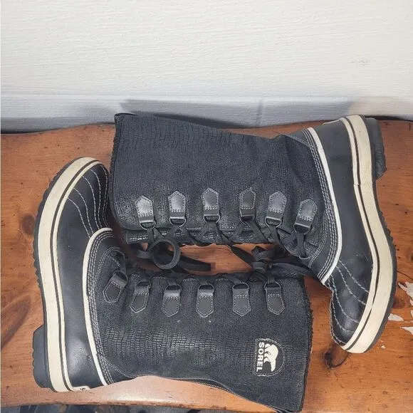 Sorel Tivoli Womens Size 8.5 Black Waterproof High Winter Boots NL 1907-010 Shoe