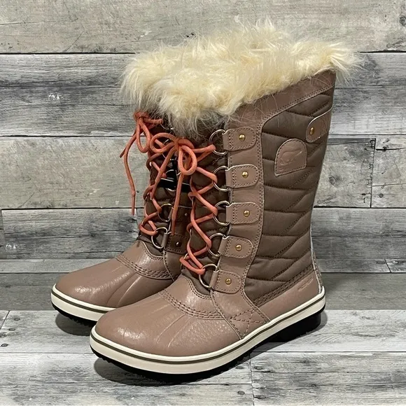 SOREL Tofino II Faux Fur Lined Waterproof  Boot - Omega Taupe Paradox Pink Sz-7